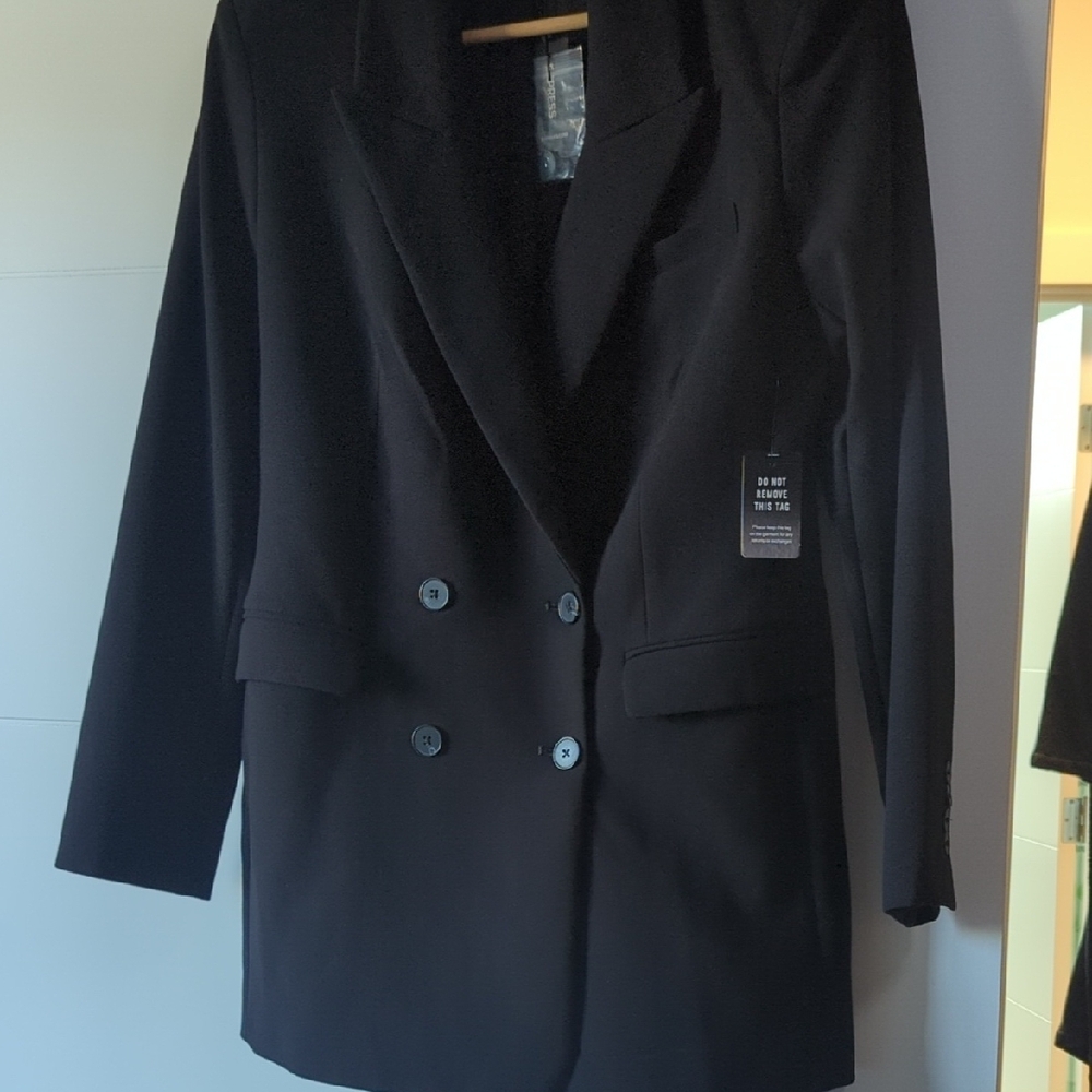 Expeess Black Double-Breasted Women's Blazer Dress